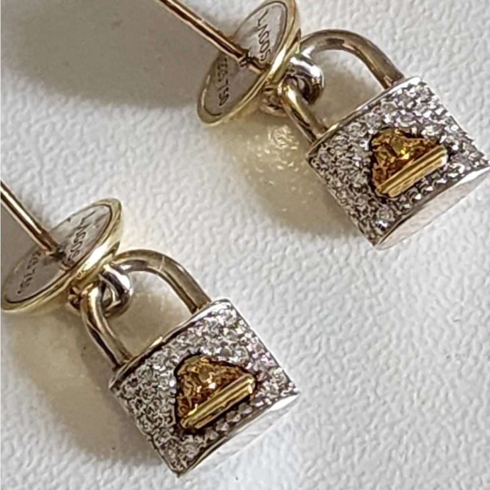 Lagos 18K Gold Sterling Silver Beloved Diamond Dangle Earrings